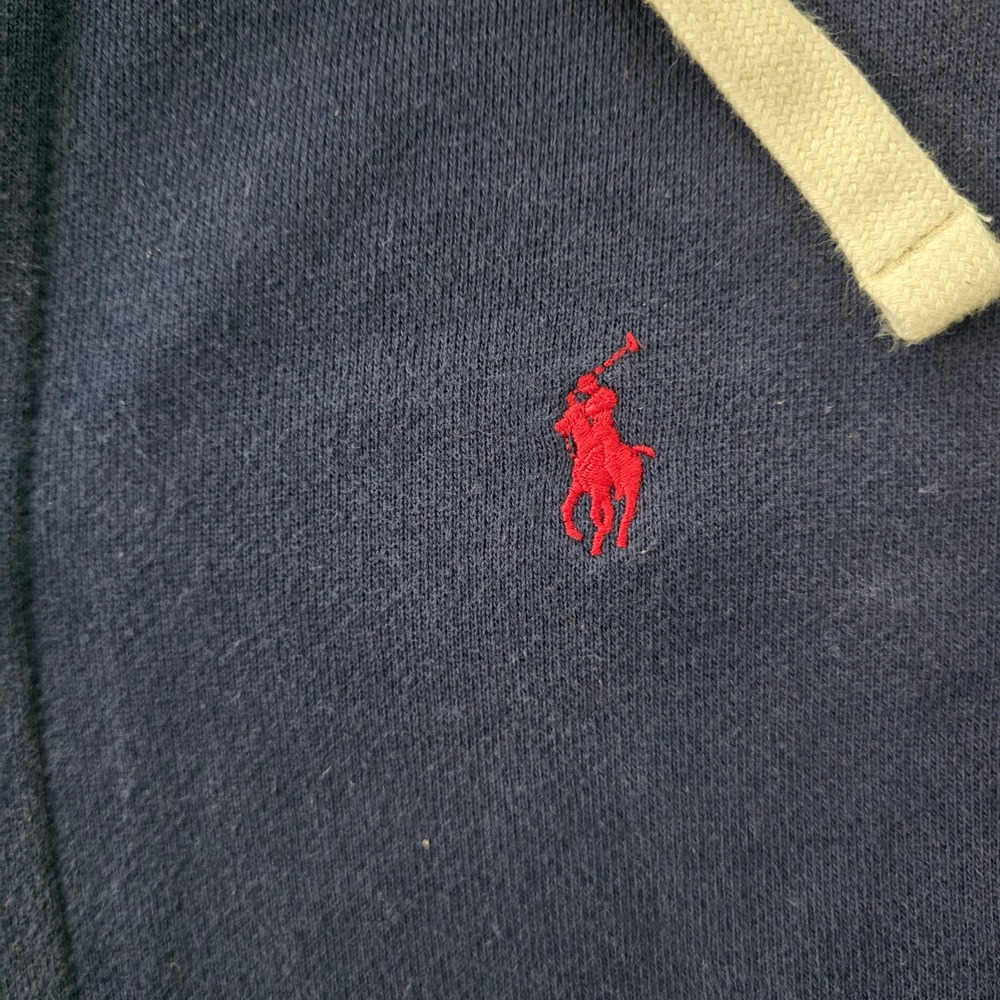 Polo Ralph Lauren Mens XL Navy Blue Full Zip Hoodie Red Pony Logo Cotton Blend - Picture 4 of 9